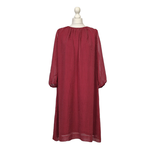 Burgundy Red and White Polka Dot Tent Dress - 14