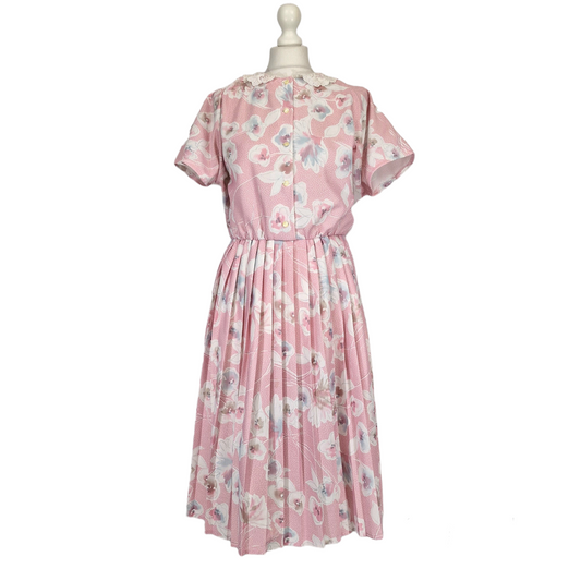 UK Vintage Fashion Extra Pink and White Dress - 14/16