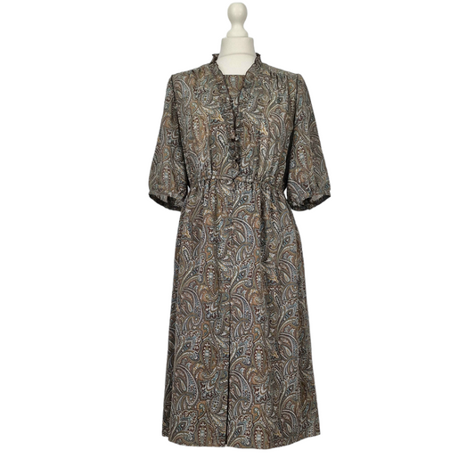 Vintage Sawadica Brown Paisley Dress - 12/14
