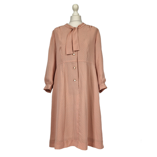 Vintage Peach and Grey A Line Dress - 14/16