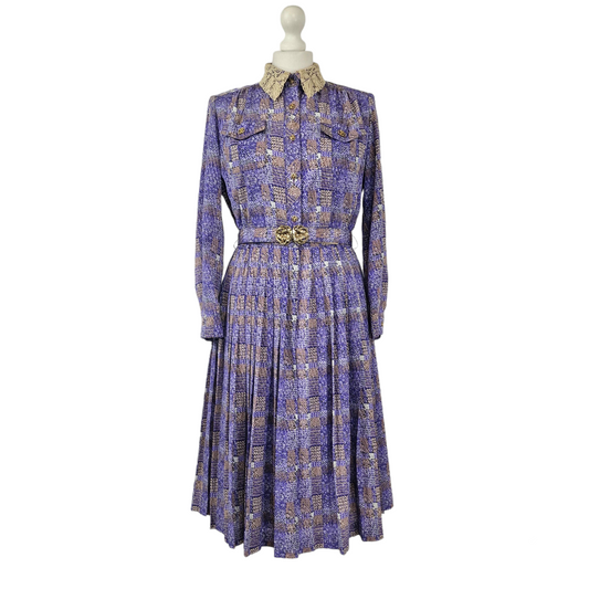 Vintage Japanese Sakai Purple Shirt Dress - 12